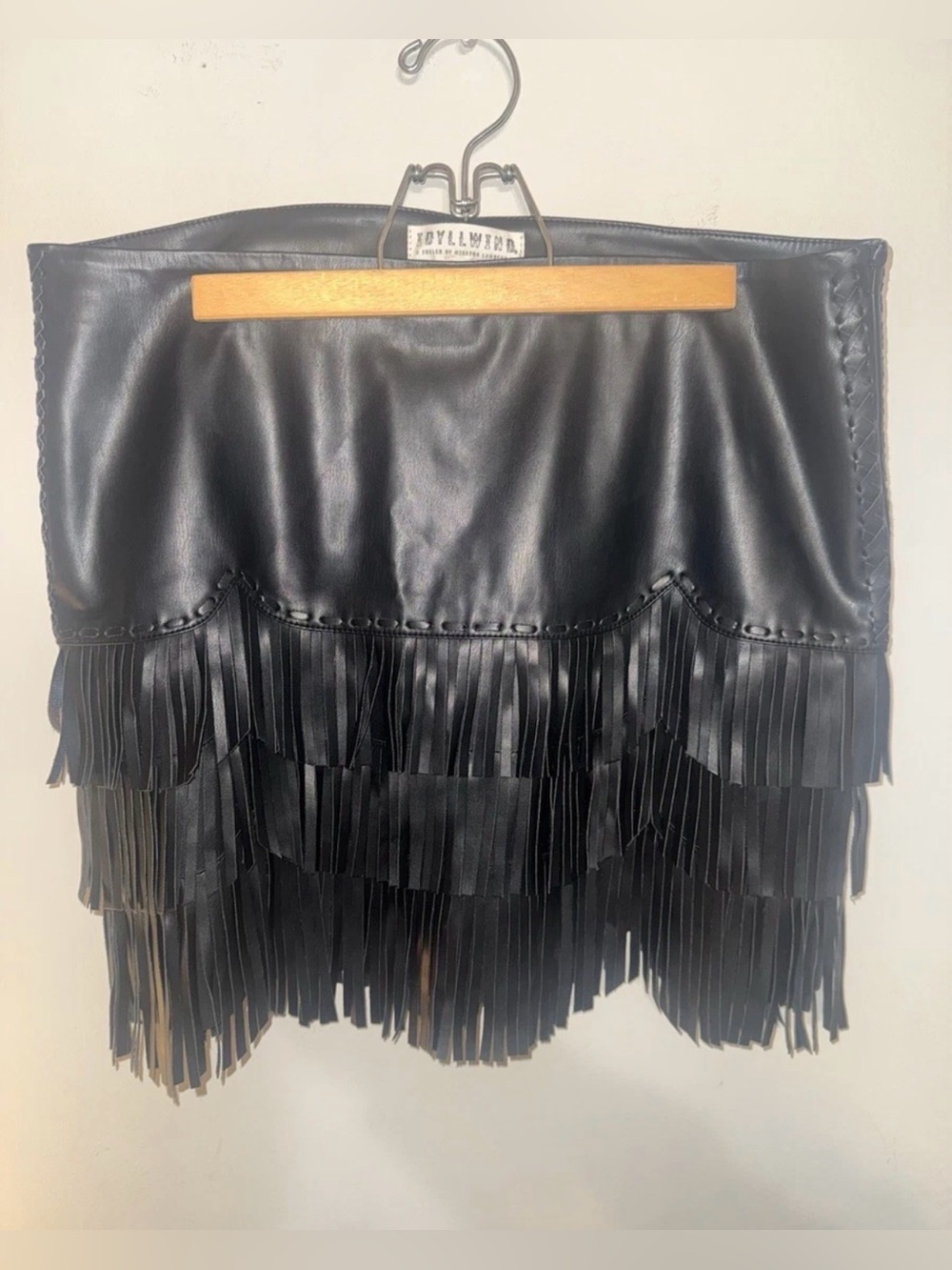 Idyllwind Black Layered Fringe Leather Clutch Sz L